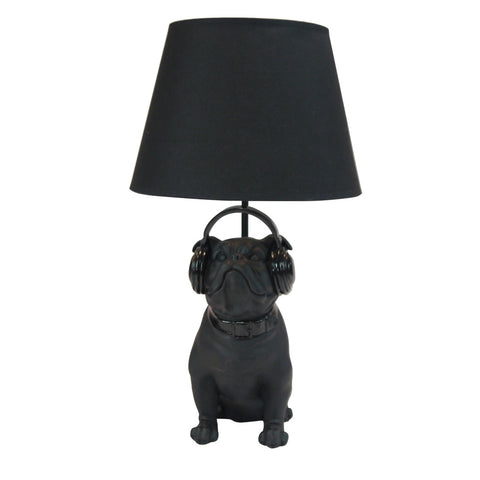Lamp Bulldog met koptelefoon